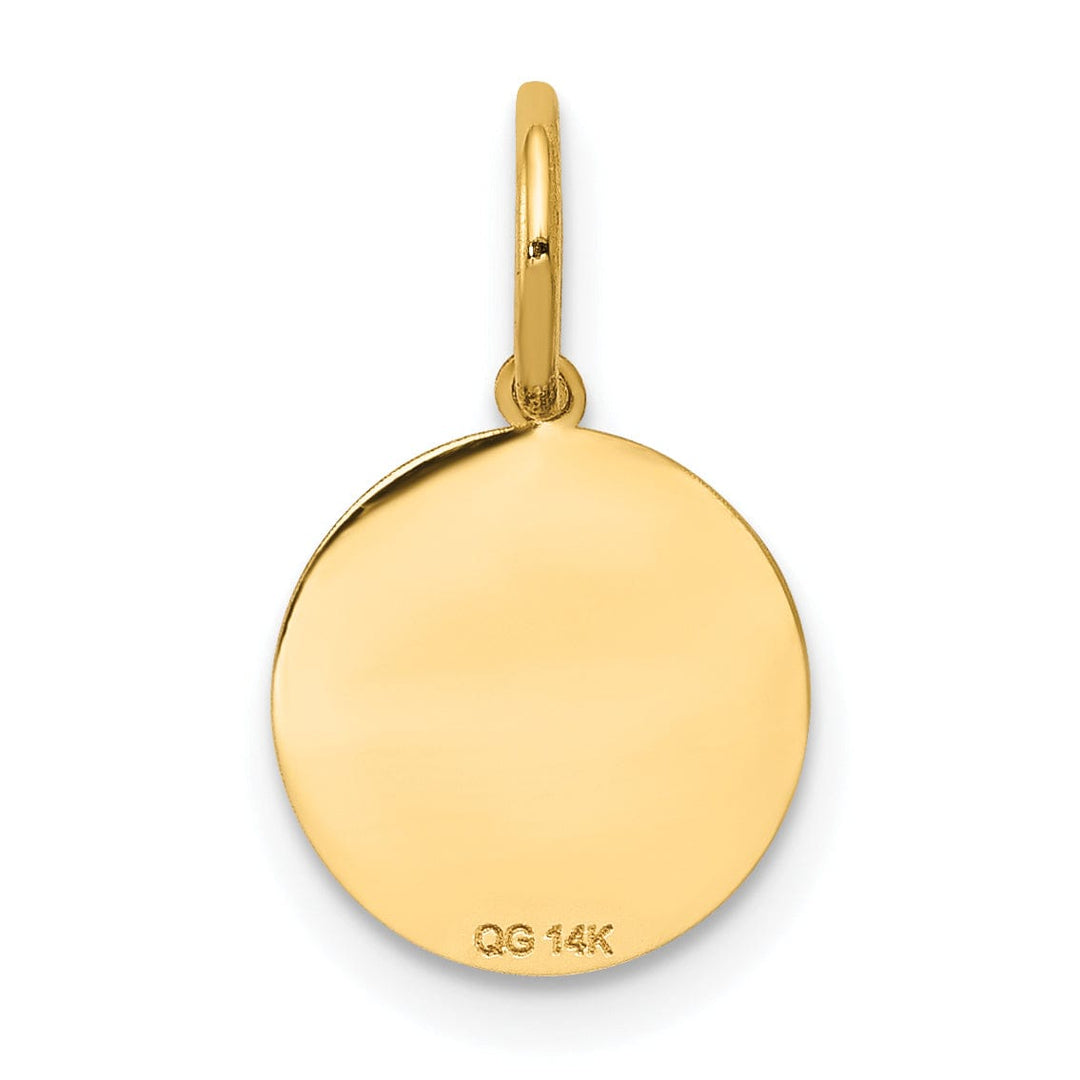 14k Yellow Gold Small Baptism Medal Pendant.