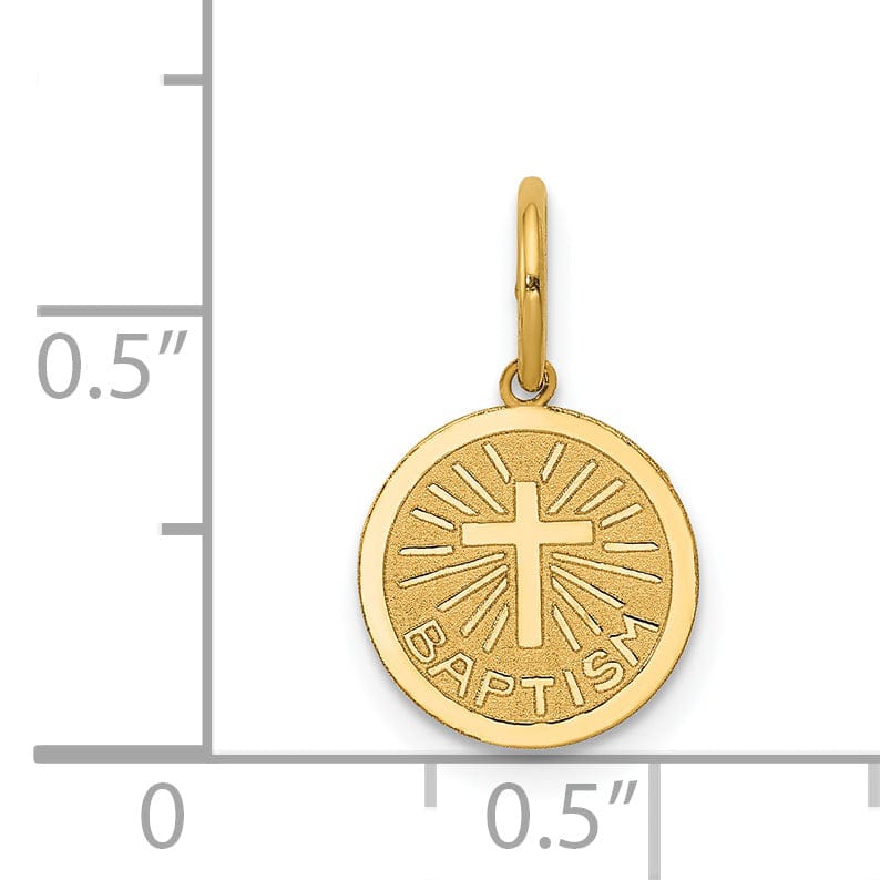 14k Yellow Gold Small Baptism Medal Pendant.