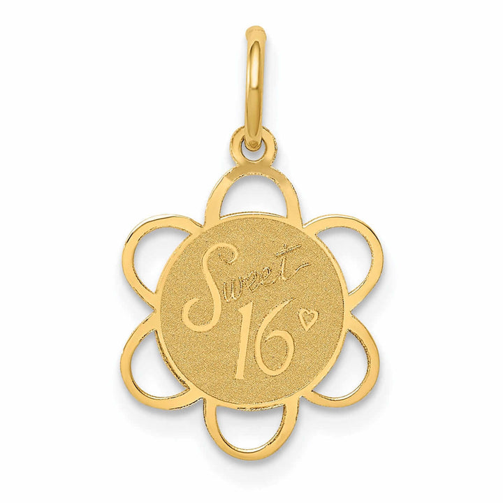 14 Yellow Gold Sweet Sixteen Disc Charm Pendant