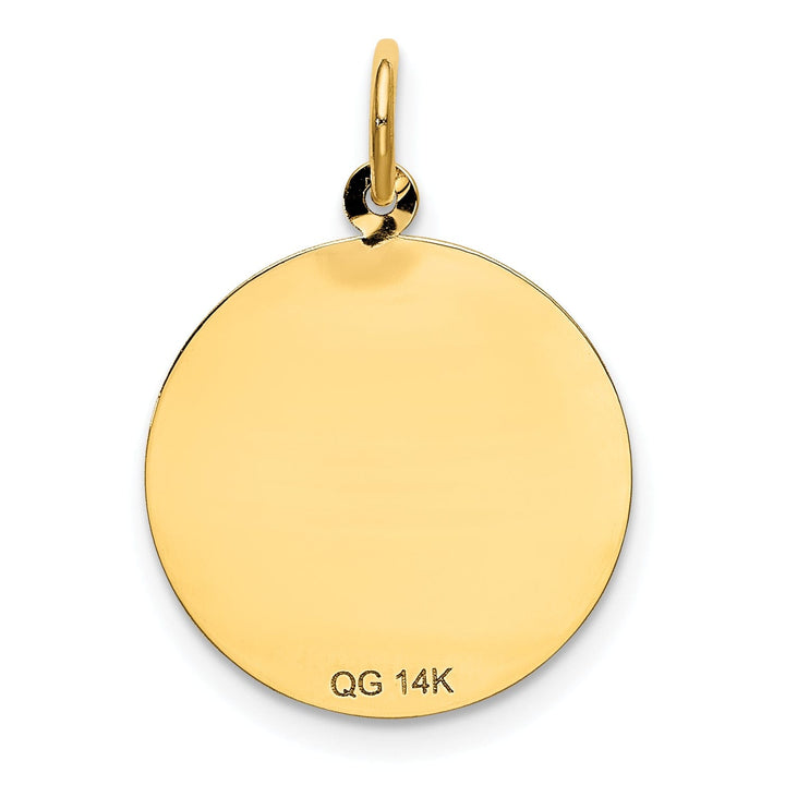 14K Yellow Gold Solid Flat Back Polished Laser Finish Engraveable Disc Shape Design HAPPY BIRTHDAY Charm Pendant