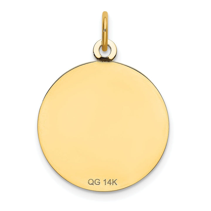 14k Yellow Gold Flat Back Solid Polished Laser Finish HAPPY BIRTHDAY Disc Charm with Cubic Zirconia Flower Design Charm Pendant