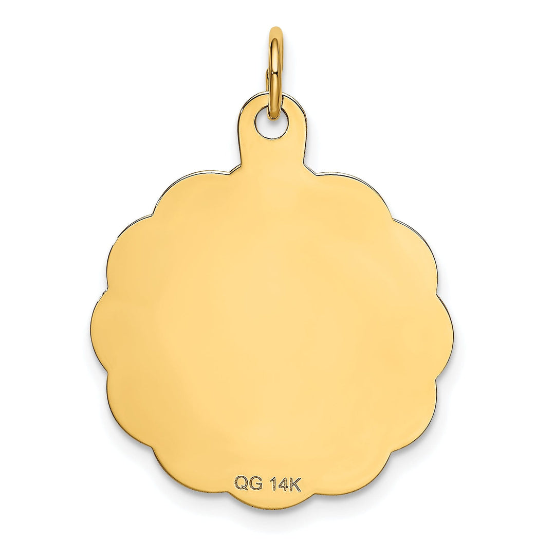 14k Yellow Gold Flat Back Solid Polished Laser Finish HAPPY BIRTHDAY Disc Shape Design Charm Pendant