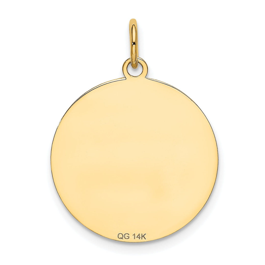 14k Yellow Gold Polished Finish Flat Back Labrador Retriever Dog Engravable Disc Round Shape Charm Pendant