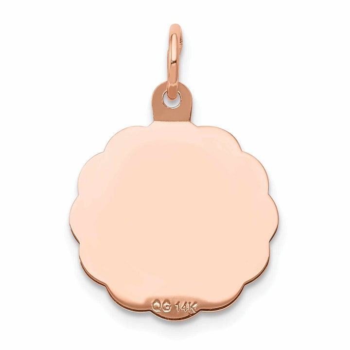 14k Rose Gold Baptism Medal Pendant.