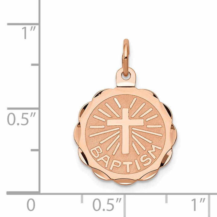 14k Rose Gold Baptism Medal Pendant.