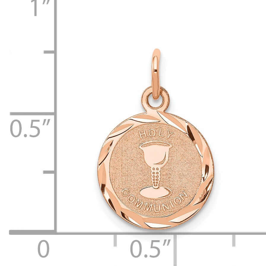 14k Rose Gold Holy Communion Medal Pendant.