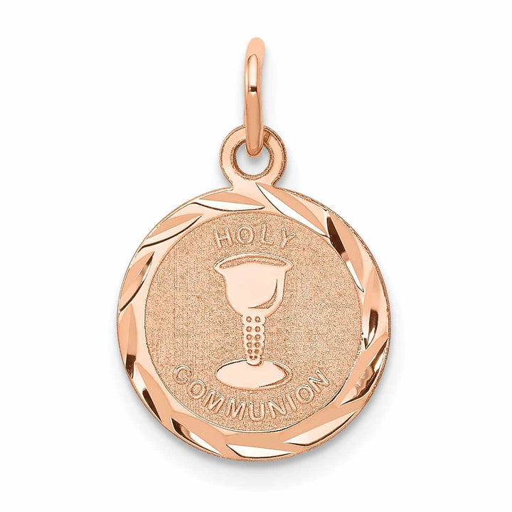 14k Rose Gold Holy Communion Medal Pendant.