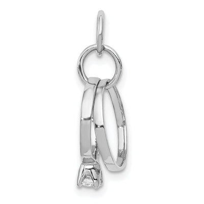 14k White Gold Polished CZ Wedding Rings Charm at $ 130.44 only from Jewelryshopping.com