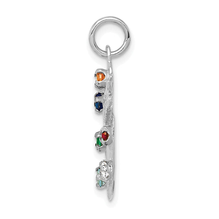 14k White Gold Artist Palette C.Z Stones Charm