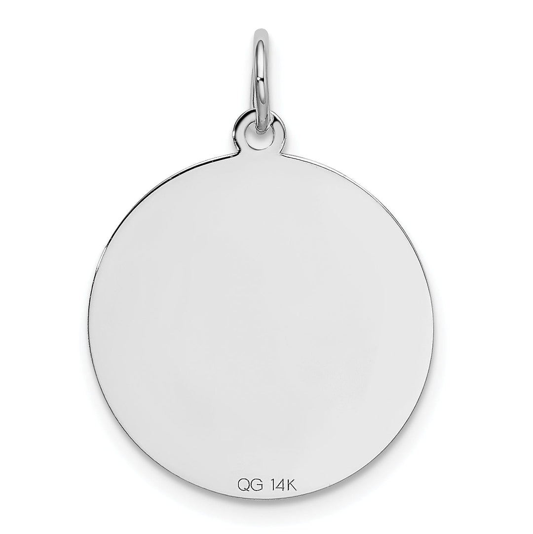 14k White Gold Polished Finish Flat Back Golden Retriever Dog Engravable Disc Round Shape Charm Pendant