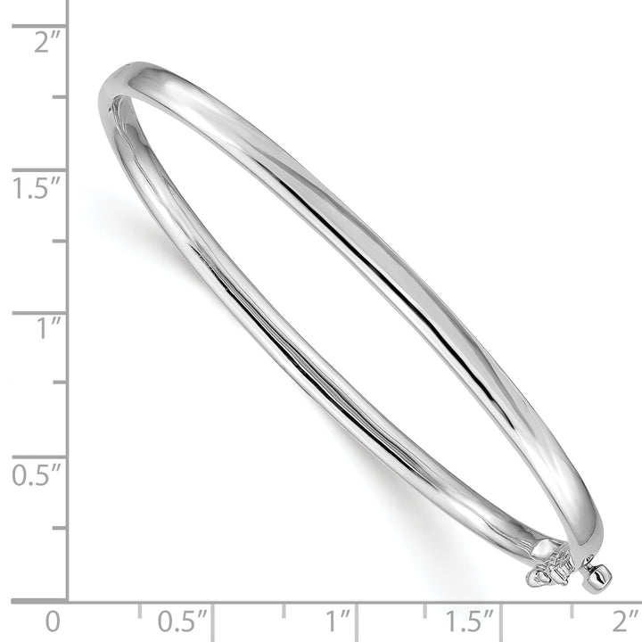 14k White Gold Casted Hinged Bangle Bracelet