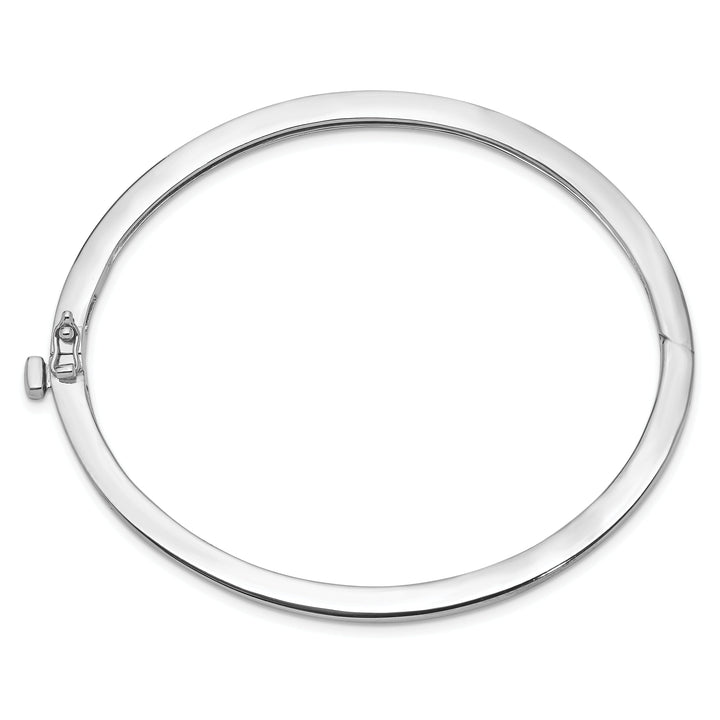 14k White Gold Casted Hinged Bangle Bracelet