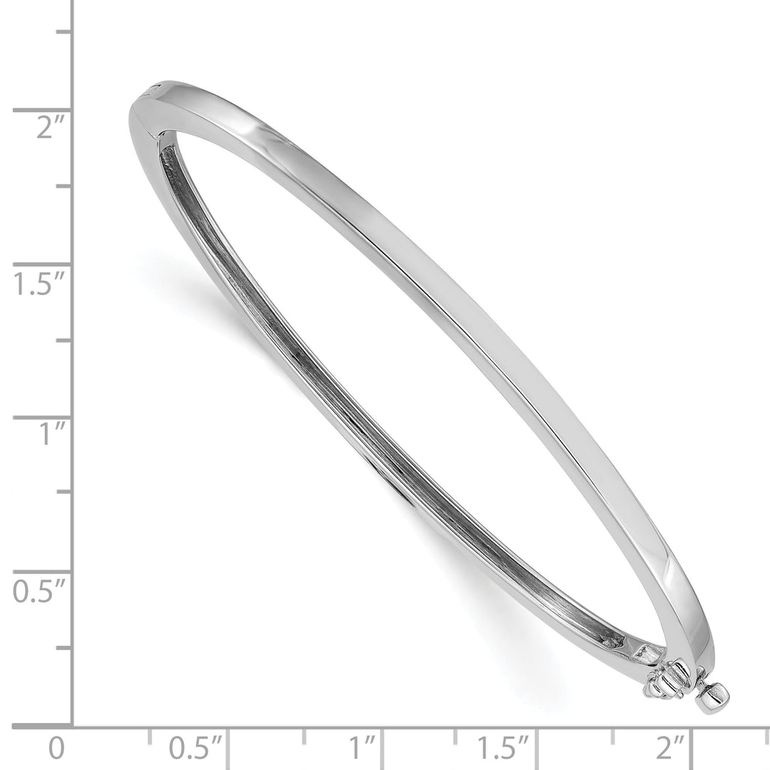 14k White Gold Casted Hinged Bangle Bracelet