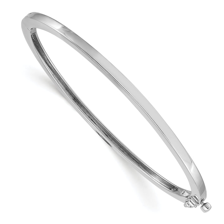 14k White Gold Casted Hinged Bangle Bracelet