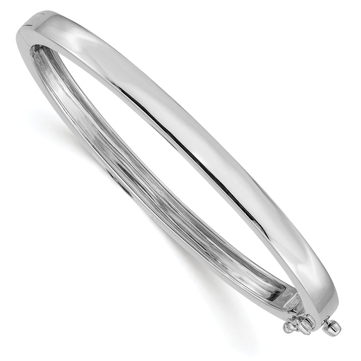 14k White Gold 5.3MM Casted Hinged Bangle Bracelet