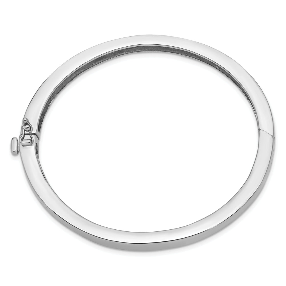 14k White Gold 6.3MM Casted Hinged Bangle Bracelet