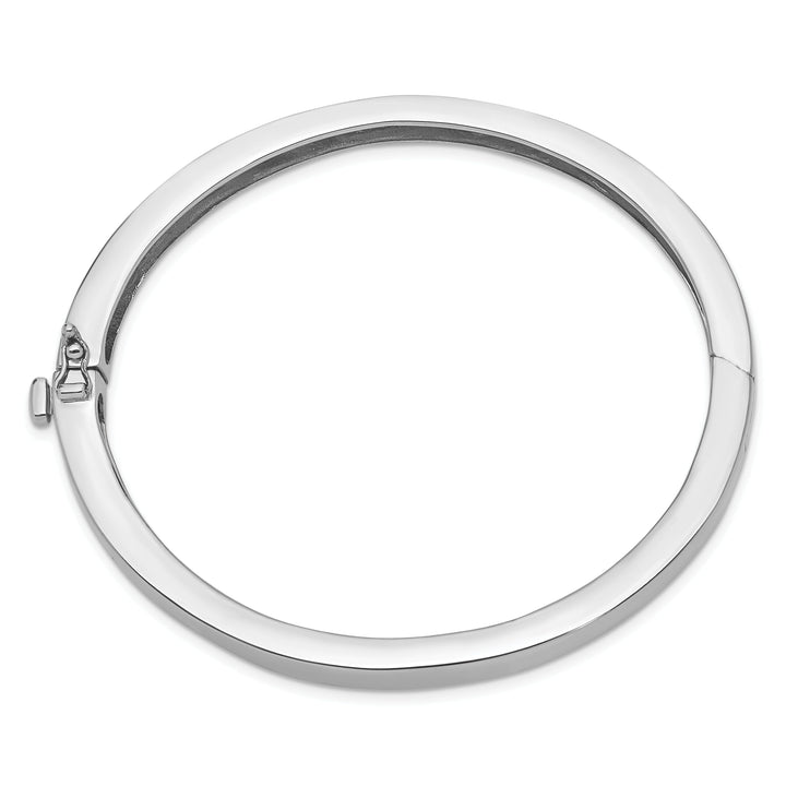 14k White Gold 6.3MM Casted Hinged Bangle Bracelet