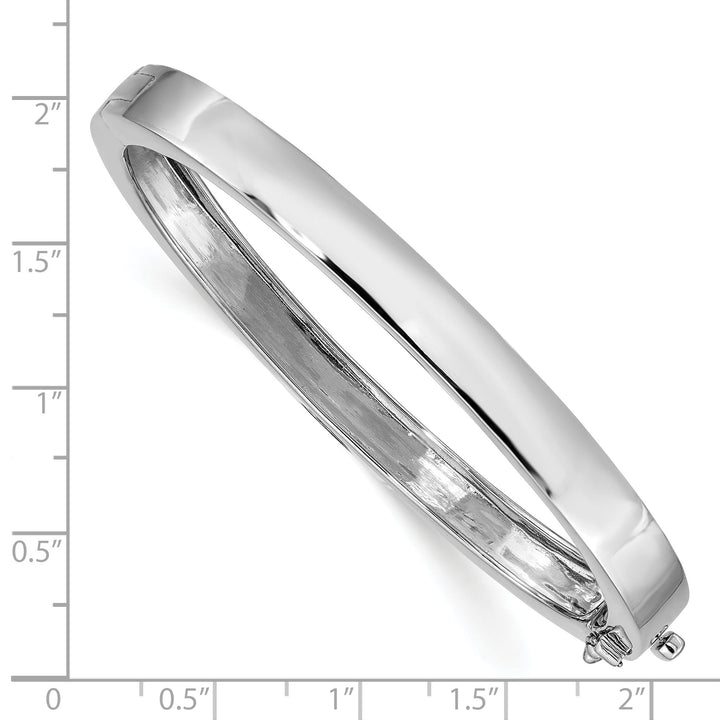 14k White Gold 6.3MM Casted Hinged Bangle Bracelet