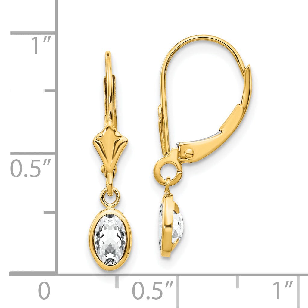 14k Yellow Gold White Zirconia Birthstone Earrings