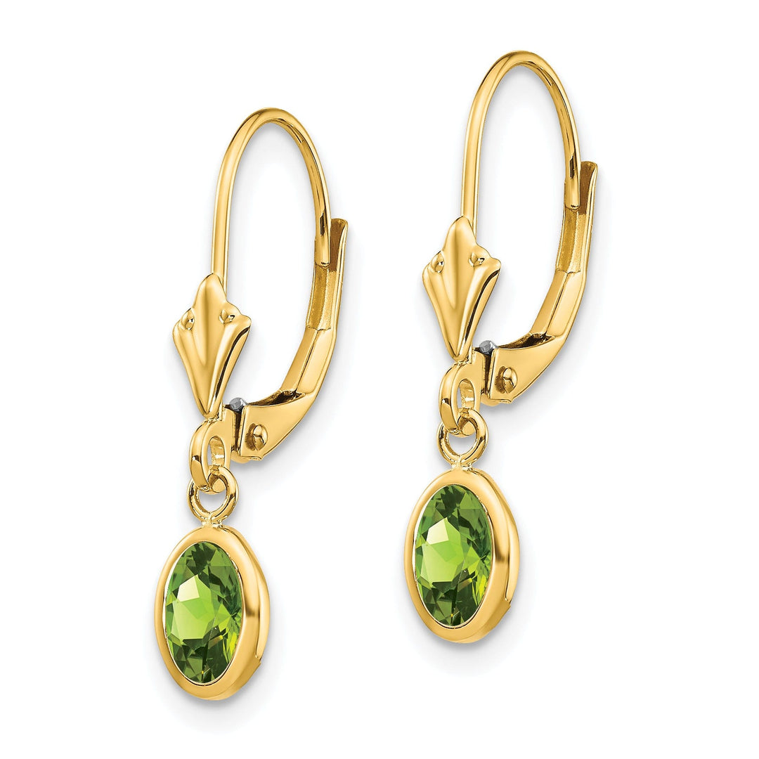 14k Yellow Gold Peridot Birthstone Earrings