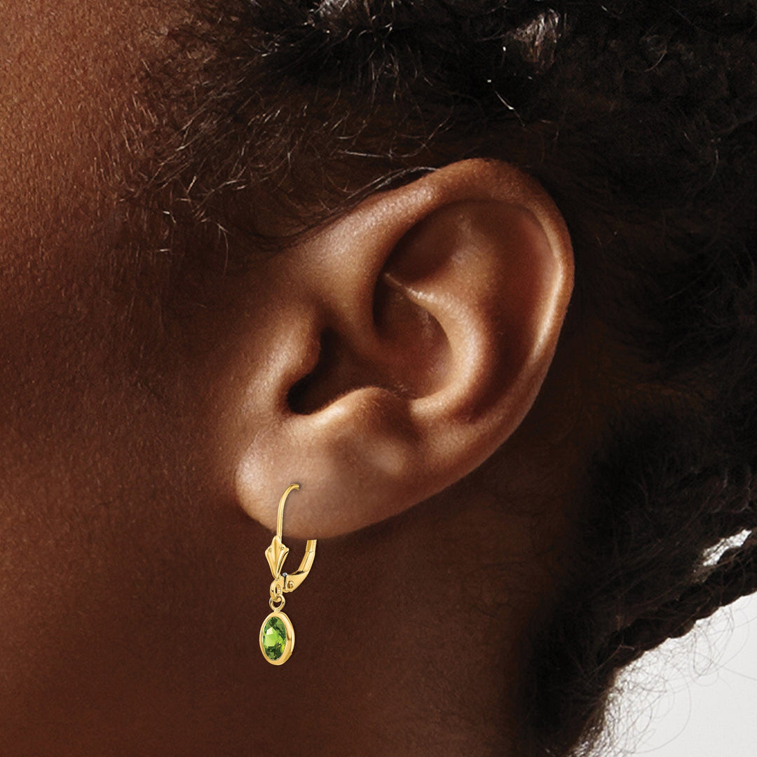 14k Yellow Gold Peridot Birthstone Earrings