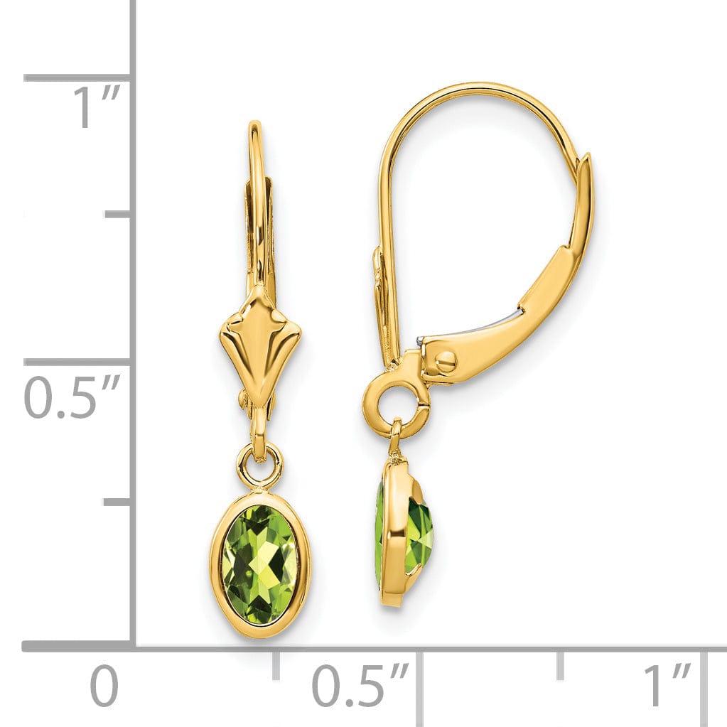 14k Yellow Gold Peridot Birthstone Earrings