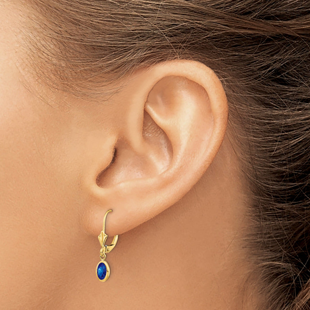 14k Yellow Gold Sapphire Birthstone Earrings