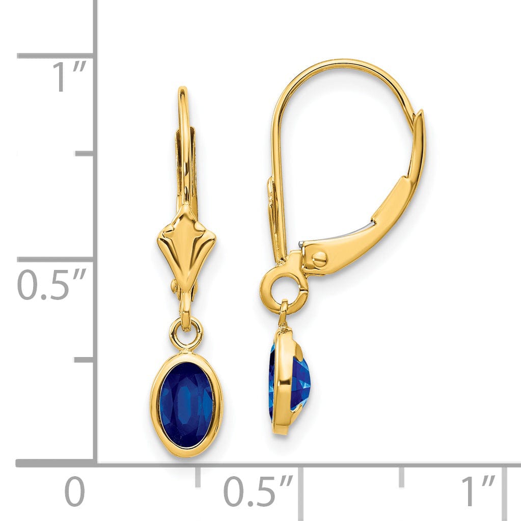 14k Yellow Gold Sapphire Birthstone Earrings