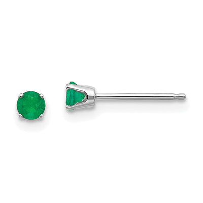 14k White Gold Round Emerald Birthstone Earrings at $ 71.76 only from Jewelryshopping.com