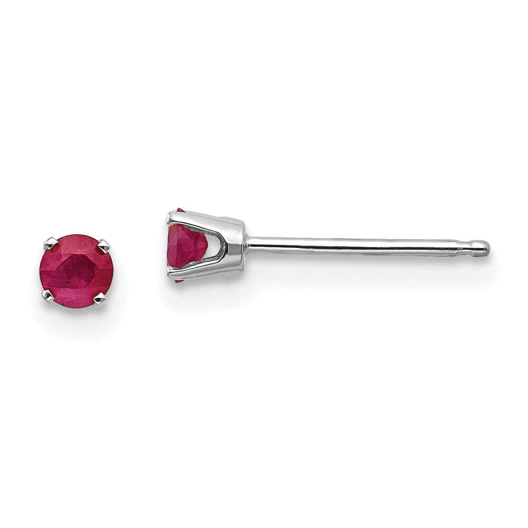 14k White Gold Round Ruby Birthstone Earrings