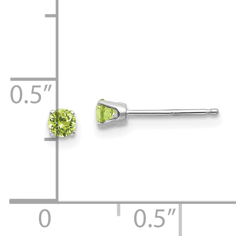 14k White Gold Round Peridot Birthstone Earrings