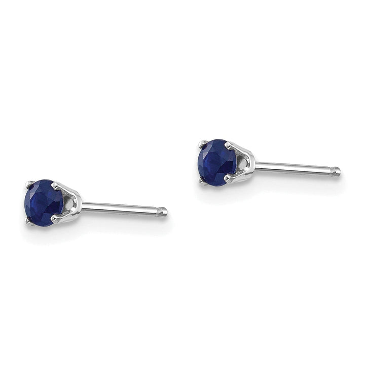 14k White Gold Round Sapphire Birthstone Earrings