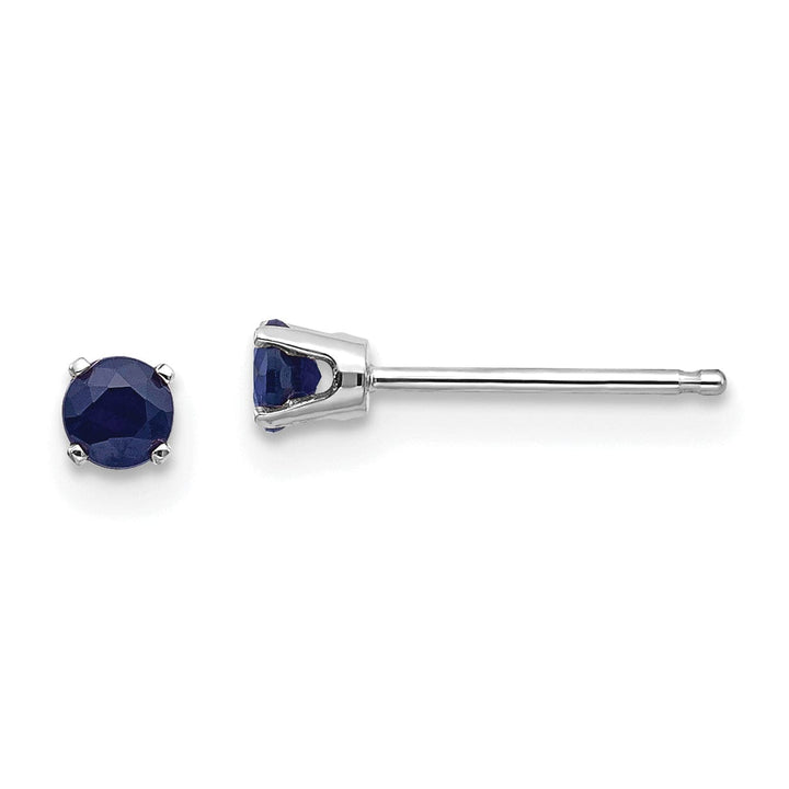 14k White Gold Round Sapphire Birthstone Earrings