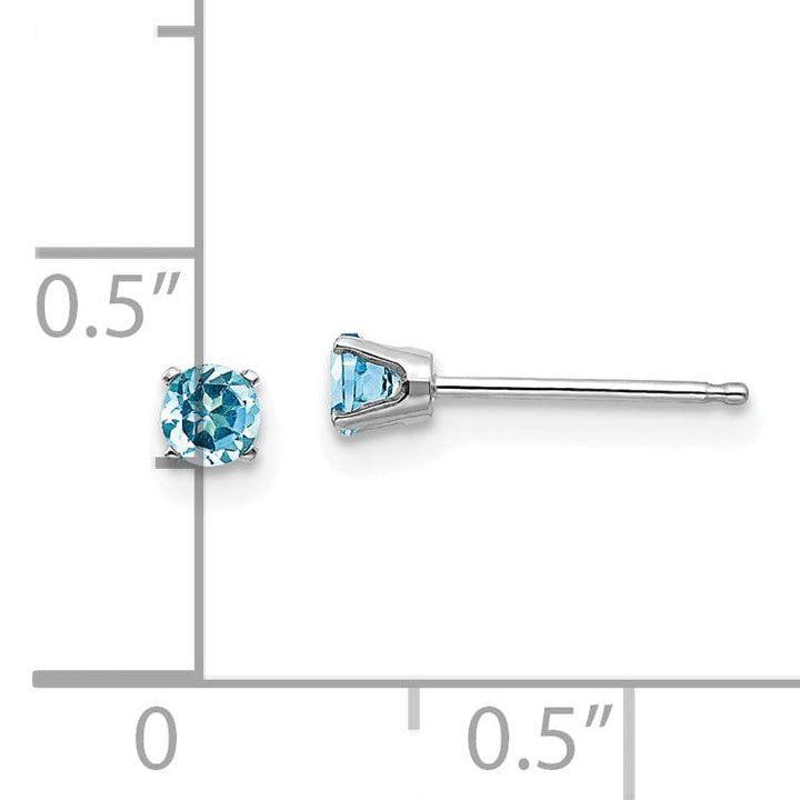 14k White Gold Blue Topaz Birthstone Earrings