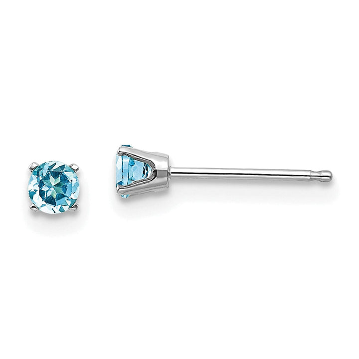 14k White Gold Blue Topaz Birthstone Earrings