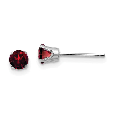 14k White Gold Round Garnet Birthstone Earrings at $ 70.89 only from Jewelryshopping.com