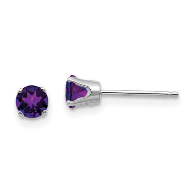 14k White Gold Round Amethyst Birthstone Earrings at $ 76.13 only from Jewelryshopping.com