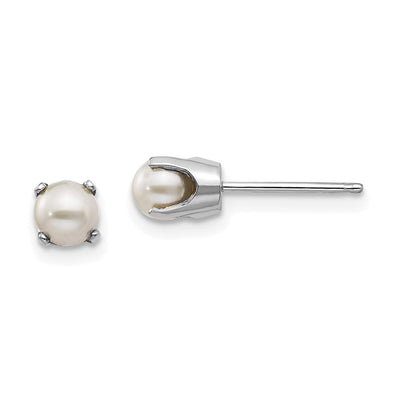 14k White Gold Round Pearl Birthstone Earrings at $ 87.26 only from Jewelryshopping.com