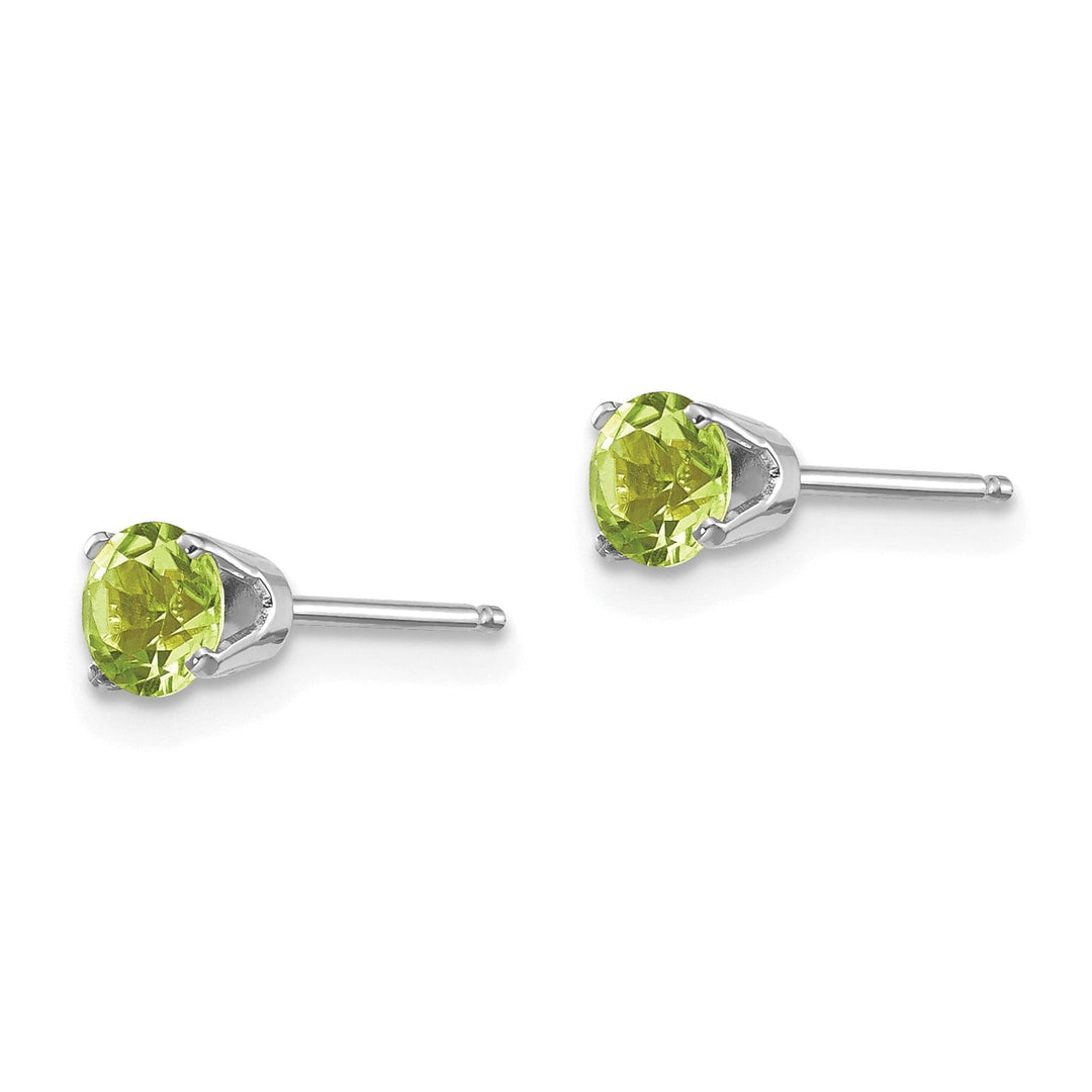 14k White Gold Round Peridot Birthstone Earrings