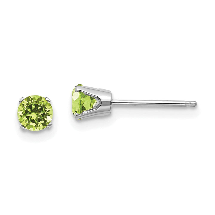 14k White Gold Round Peridot Birthstone Earrings