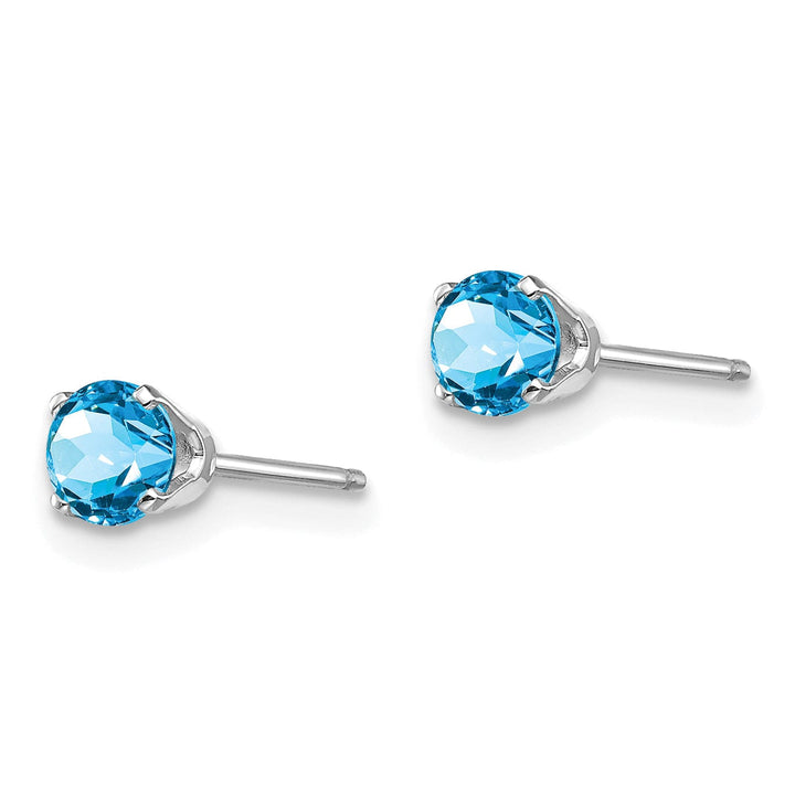 14k White Gold Blue Topaz Birthstone Earrings