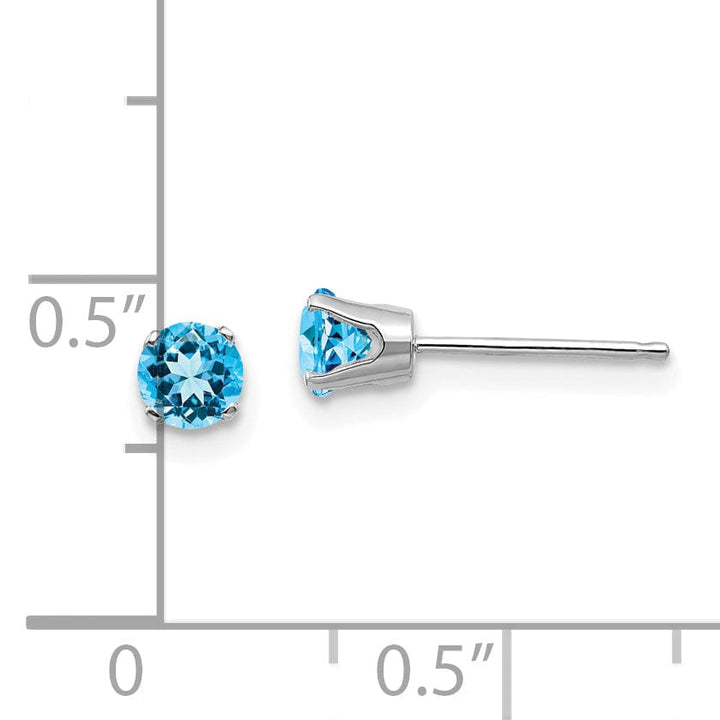 14k White Gold Blue Topaz Birthstone Earrings