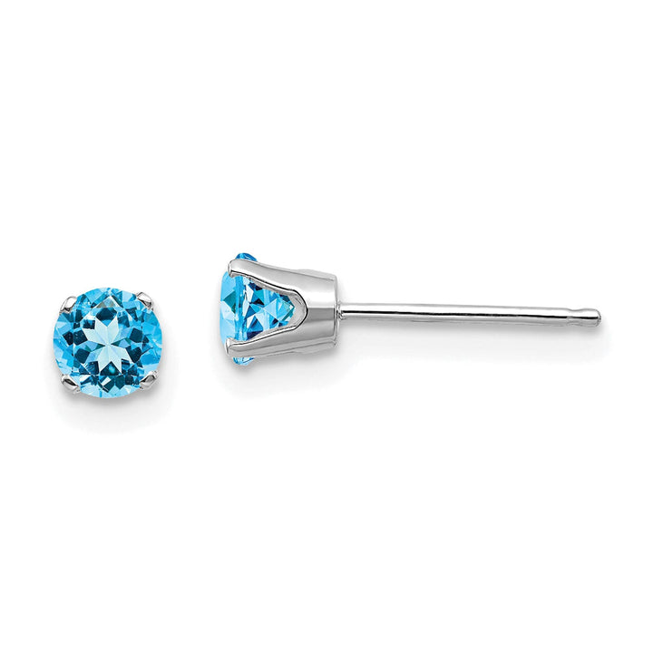 14k White Gold Blue Topaz Birthstone Earrings