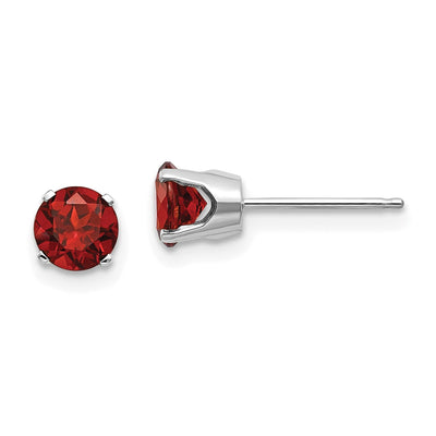 14k White Gold Round Garnet Birthstone Earrings at $ 92.97 only from Jewelryshopping.com