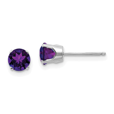 14k White Gold Round Amethyst Birthstone Earrings at $ 102.17 only from Jewelryshopping.com