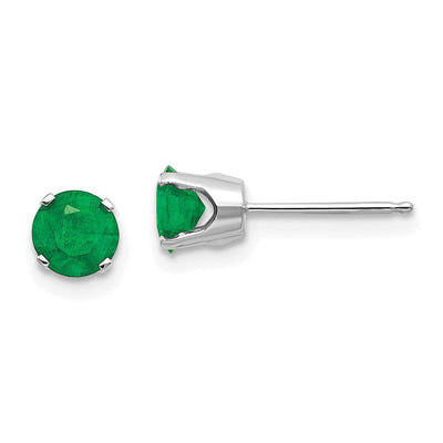 14k White Gold Round Emerald Birthstone Earrings at $ 363.82 only from Jewelryshopping.com