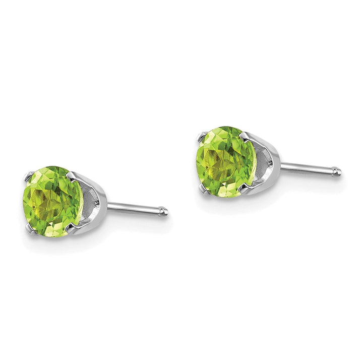 14k White Gold Round Peridot Birthstone Earrings