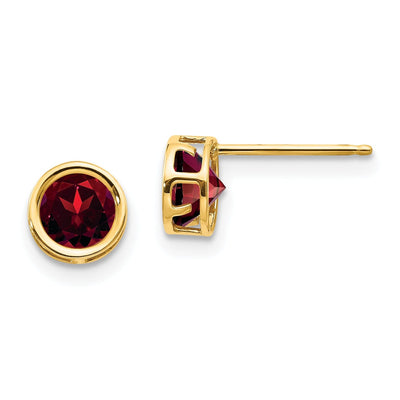 14k Yellow Gold Round Garnet Birthstone Earrings at $ 92.38 only from Jewelryshopping.com