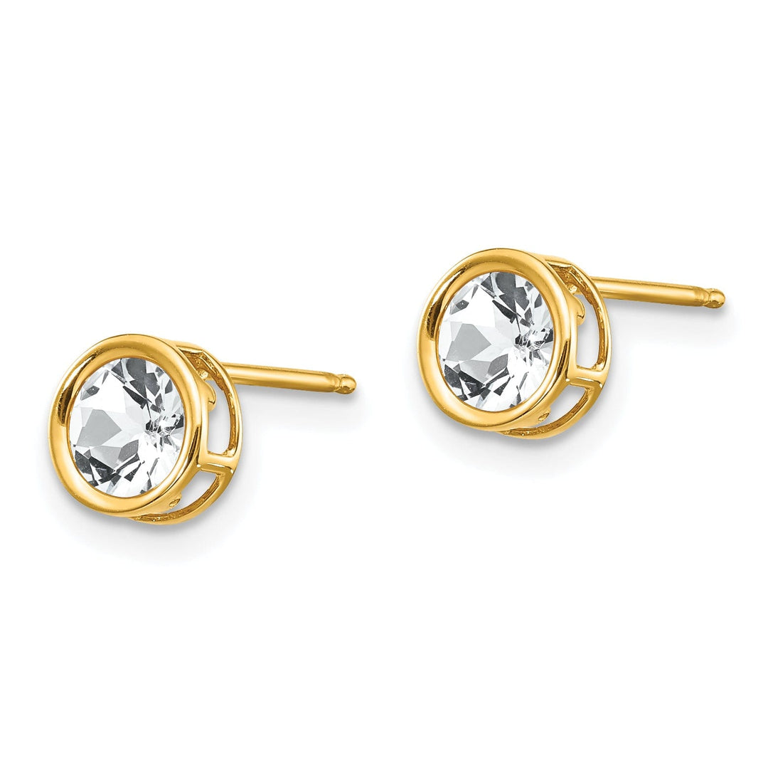 14k Yellow Gold White Zirconia Birthstone Earrings