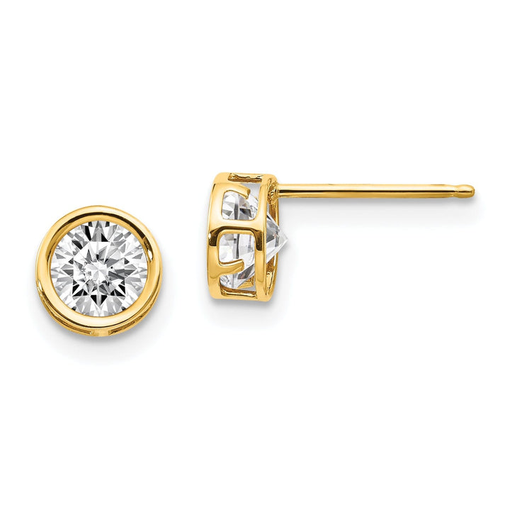 14k Yellow Gold White Zirconia Birthstone Earrings